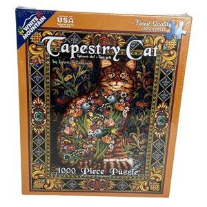 White Mountain Jigsaw Puzzle Tapestry Cat 1000 Pieces Lewis Johnson Flowers New